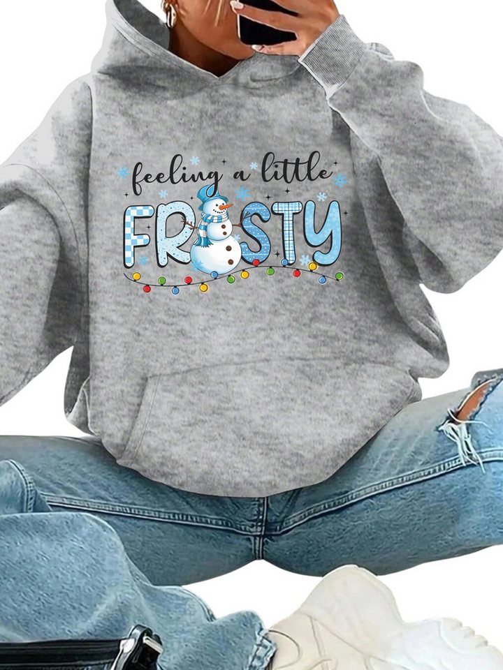 PYLIKE Hoodie Damen Fleece Kapuzenpullover mit Print Wärmend mit Großtasche Weihnachts-Sonderanfertigungen von PYLIKE