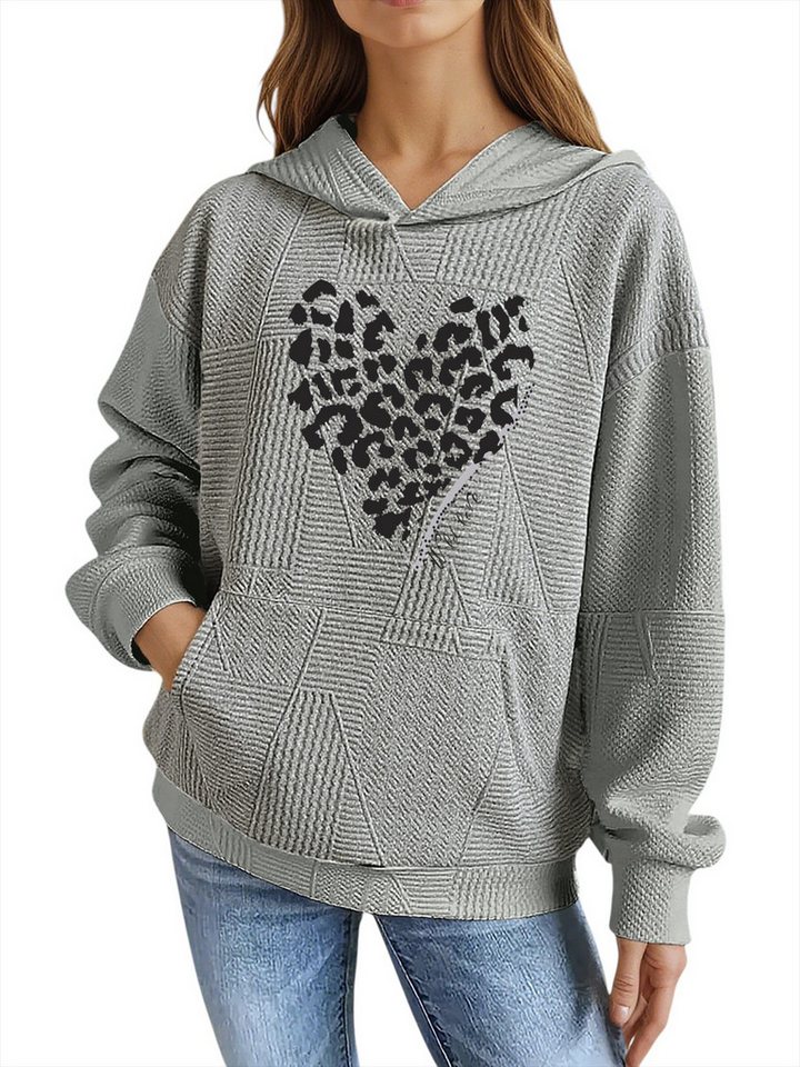 PYLIKE Hoodie Damen Kapuzenpullover mit Liebe Animal Print & Großtaschen Strukturierte Stoffe,Lässiger Streetstyle für den Winter PYLIKE Hoodie Damen Kapuzenpullover mit Liebe Animal Print & Großtaschen Strukturierte Stoffe,Lässiger Streetstyle für den Winter von PYLIKE