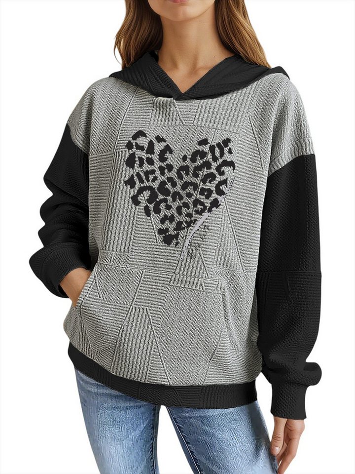 PYLIKE Hoodie Damen Kapuzenpullover mit Liebe Animal Print & Großtaschen Strukturierte Stoffe,Lässiger Streetstyle für den Winter PYLIKE Hoodie Damen Kapuzenpullover mit Liebe Animal Print & Großtaschen Strukturierte Stoffe,Lässiger Streetstyle für den Winter von PYLIKE
