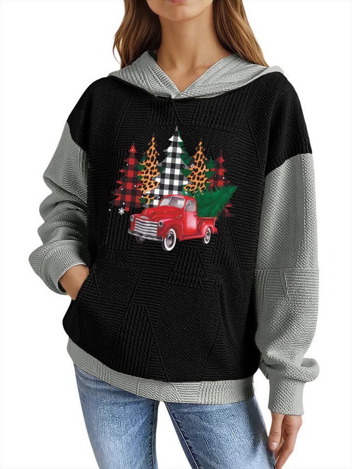 PYLIKE Hoodie Damen Kapuzenpullover mit Weihnachten-Print & Großtaschen Strukturierte Stoffe,Lässiger Streetstyle für den Winter von PYLIKE
