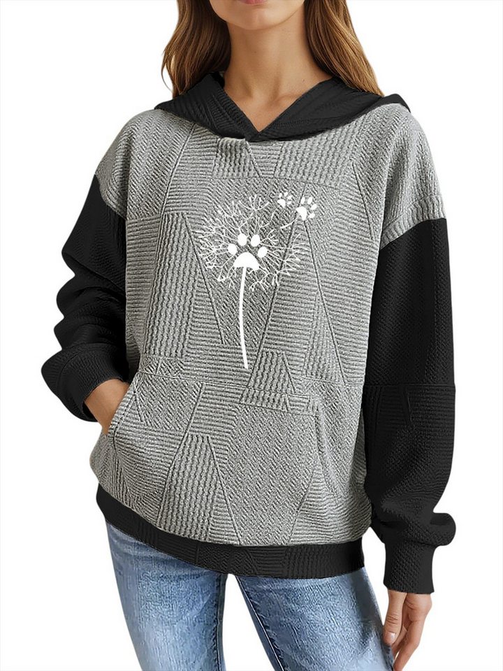 PYLIKE Hoodie Damen Print Hoodie mit großer Tasche und Farbblock-Spleißen Strukturierte Stoffe,Lässiger Streetstyle für den Winter PYLIKE Hoodie Damen Print Hoodie mit großer Tasche und Farbblock-Spleißen Strukturierte Stoffe,Lässiger Streetstyle für den Winter von PYLIKE