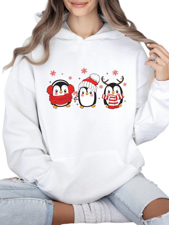 PYLIKE Hoodie Damen Print Wintermode Hoodie Fleecepullover mit Große Tasche Weihnachts-Sonderanfertigungen von PYLIKE