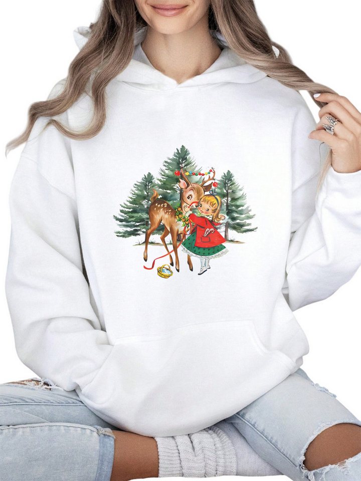 PYLIKE Hoodie Damen Wärmend Kapuzenpullover mit Weihnachten Print mit Großtasche Weihnachten Streetstyle für den Winter von PYLIKE