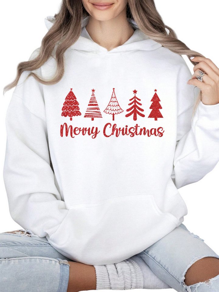 PYLIKE Hoodie Damen Winterhoodie Fleece Festlich,Print und großer Tasche Weihnachts-Sonderanfertigungen von PYLIKE