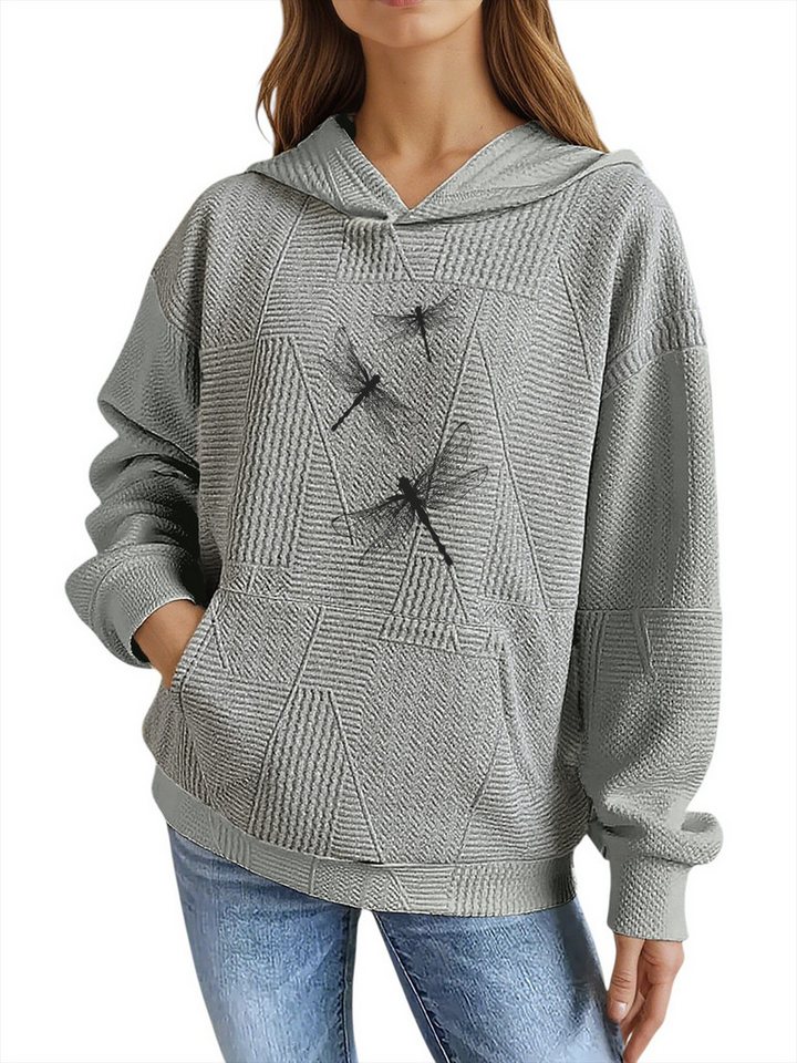 PYLIKE Hoodie Damen Winterhoodie casual mit Libelle Print und großer Tasche Strukturierte Stoffe,Lässiger Streetstyle für den Winter PYLIKE Hoodie Damen Winterhoodie casual mit Libelle Print und großer Tasche Strukturierte Stoffe,Lässiger Streetstyle für den Winter von PYLIKE