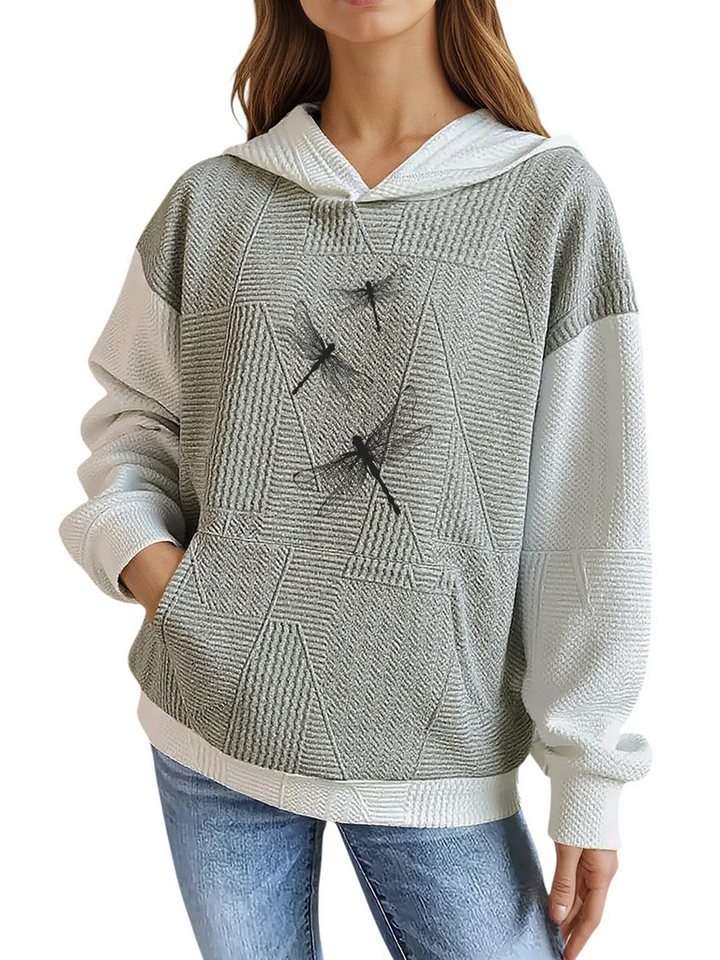 PYLIKE Hoodie Damen Winterhoodie casual mit Libelle Print und großer Tasche Strukturierte Stoffe,Lässiger Streetstyle für den Winter PYLIKE Hoodie Damen Winterhoodie casual mit Libelle Print und großer Tasche Strukturierte Stoffe,Lässiger Streetstyle für den Winter von PYLIKE