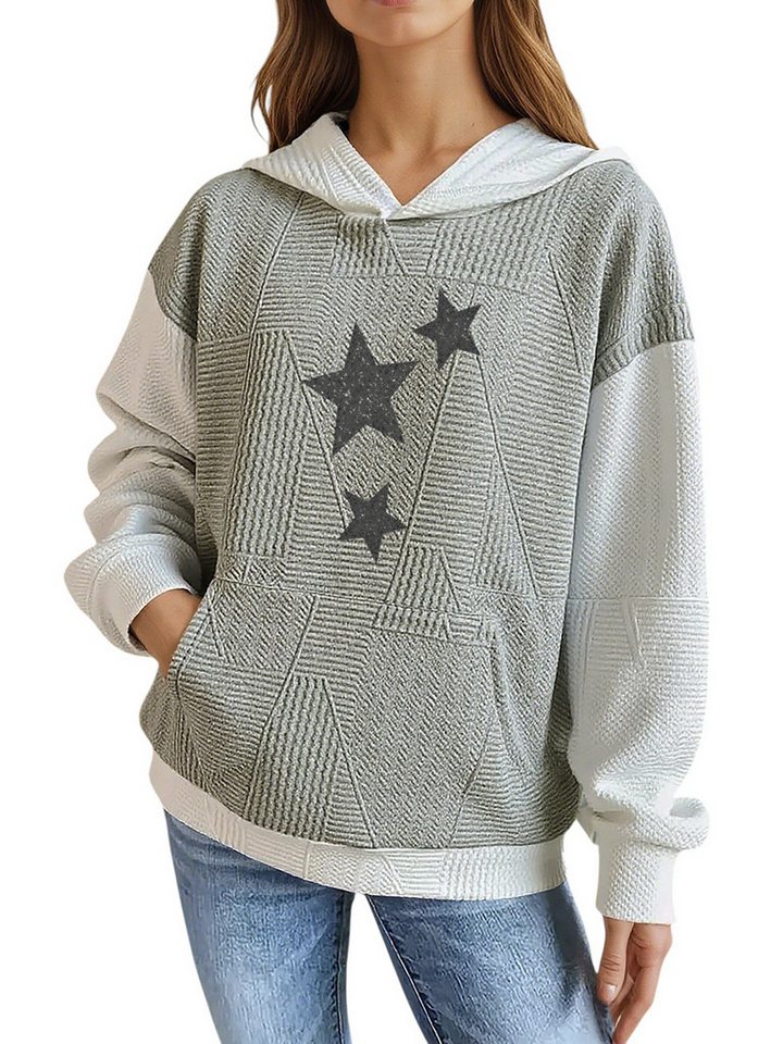 PYLIKE Hoodie Kapuzenpullover Damen mit Streifen & großer Tasche und Print Perfekt für Alltag & Freizeit von PYLIKE