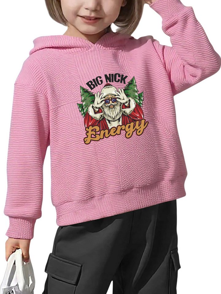 PYLIKE Hoodie Kinder Kapuzenpullover mit Weihnachtsmann Druck,Strukturierte Stoffe Für Kleinkinder, Jungen und Mädchen von PYLIKE