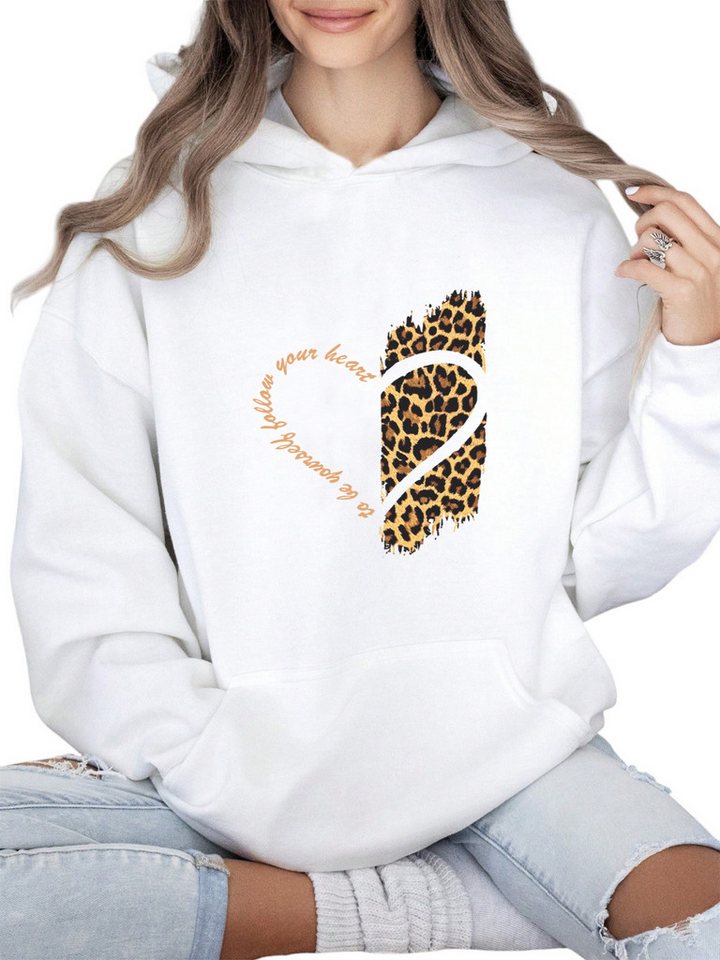 PYLIKE Hoodie Oversized Print Damen Fleece Kapuzenpullover mit großer Tasche Lässiger Streetstyle für den Winter von PYLIKE