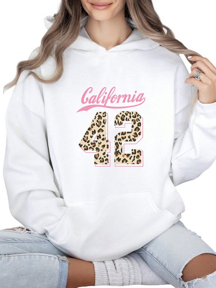 PYLIKE Hoodie Oversized Print Damen Fleece Kapuzenpullover mit großer Tasche mit Große Tasche von PYLIKE