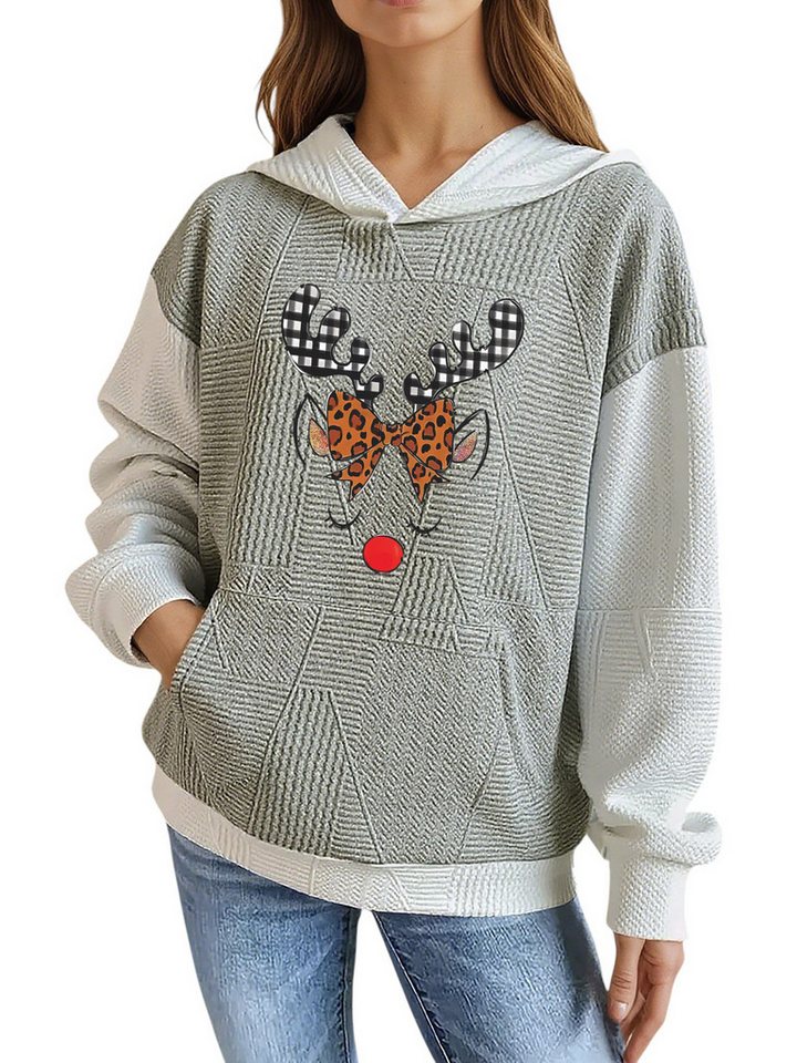 PYLIKE Hoodie Weicher Weihnachten Winter-Hoodie für Damen mit Großtaschen Strukturierte Stoffe,Weihnachten Streetstyle für den Winter von PYLIKE
