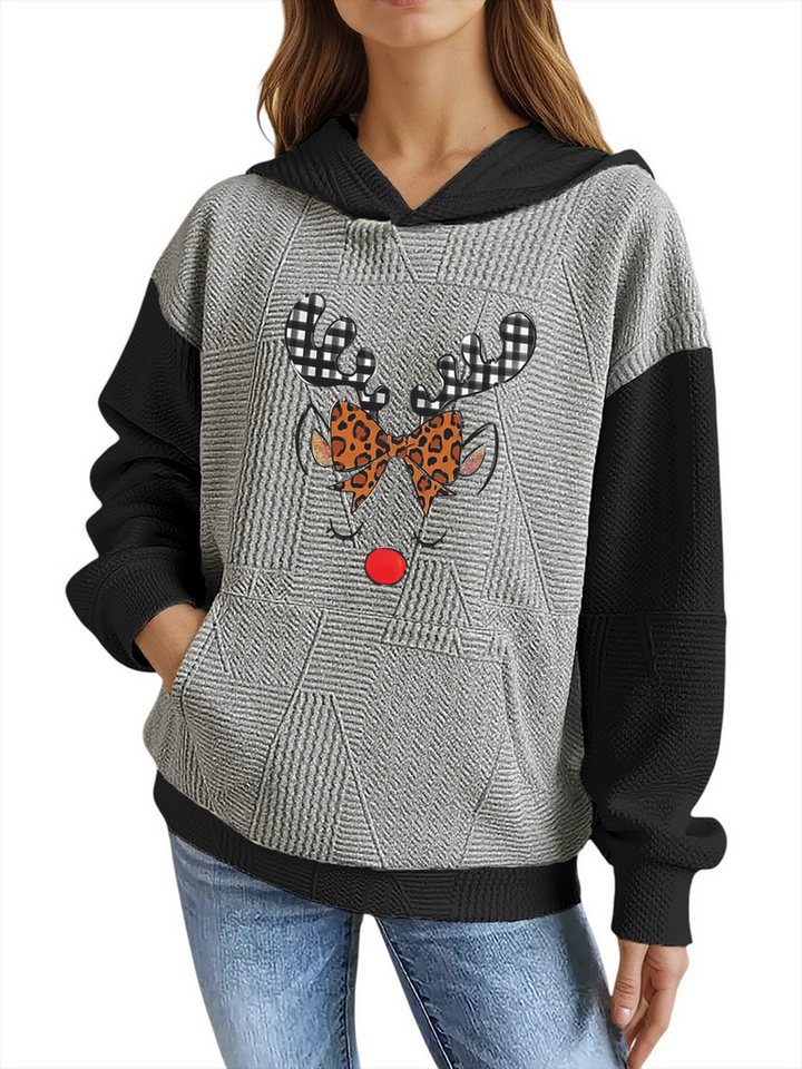 PYLIKE Hoodie Weicher Weihnachten Winter-Hoodie für Damen mit Großtaschen Strukturierte Stoffe,Weihnachten Streetstyle für den Winter von PYLIKE