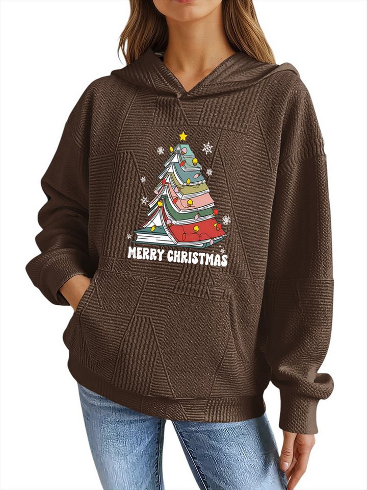 PYLIKE Hoodie Weihnachtsbaum Damen-Hoodie im Weitschnitt & Großtaschen Strukturierte Stoffe,Festlich Streetstyle für den Winter von PYLIKE