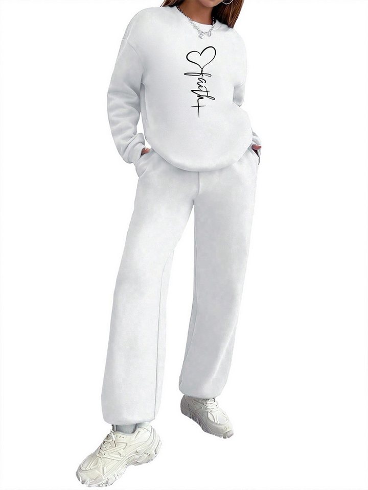 PYLIKE Jogginganzug Fashion Damen Freizeitanzug: bequemes Sweater &Sweatpants als Outfit, Sweatshirt & Jogginghose mit Taschen von PYLIKE