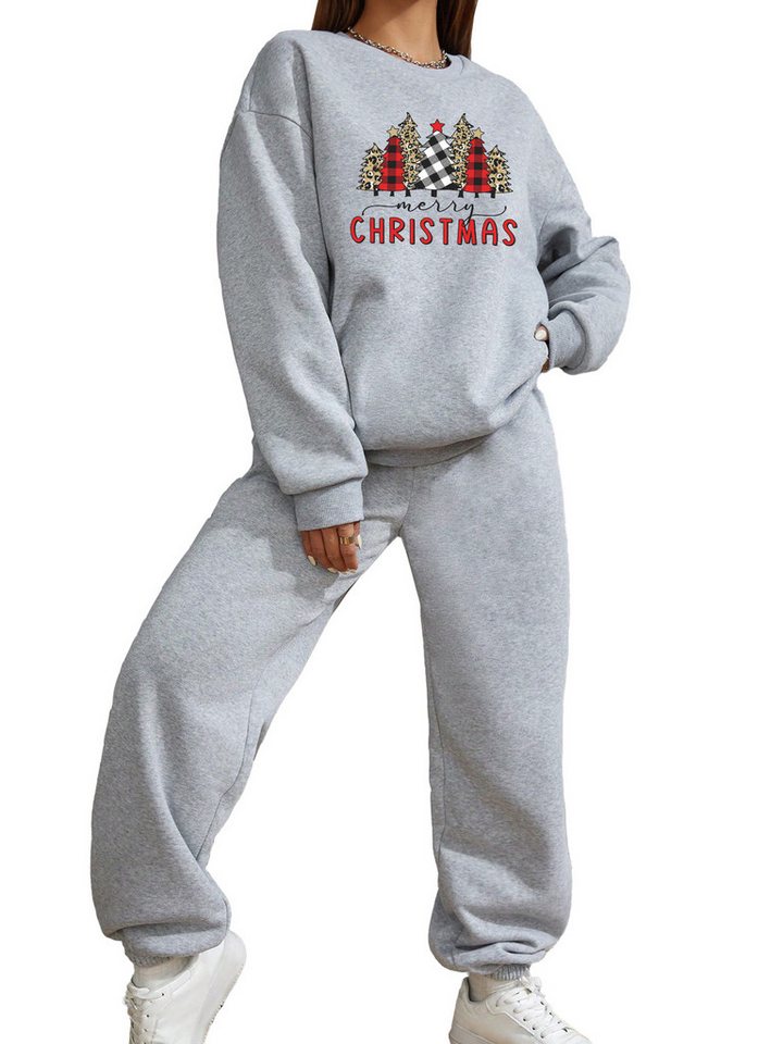 PYLIKE Jogginganzug Festlich Damen Freizeitanzug: bequemes Sweater &Sweatpants als Outfit (Set, Sweatshirt & Jogginghose), Besondere Weihnachts-Outfits von PYLIKE