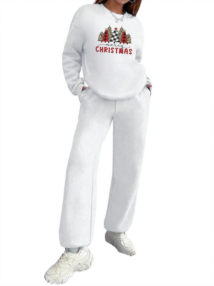PYLIKE Jogginganzug Festlich Damen Freizeitanzug: bequemes Sweater &Sweatpants als Outfit (Set, Sweatshirt & Jogginghose), Besondere Weihnachts-Outfits von PYLIKE
