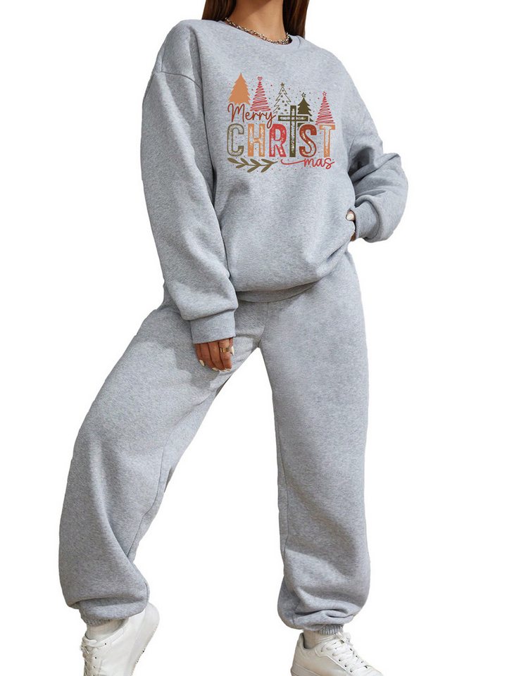 PYLIKE Jogginganzug Weihnachten Damen Freizeitanzug bequemes Sweater&Sweatpants (Set, Sweatshirt & Jogginghose), Für Weihnachten Lounge, Sport & Alltag von PYLIKE
