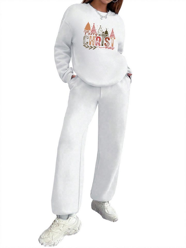 PYLIKE Jogginganzug Weihnachten Damen Freizeitanzug bequemes Sweater&Sweatpants (Set, Sweatshirt & Jogginghose), Für Weihnachten Lounge, Sport & Alltag von PYLIKE