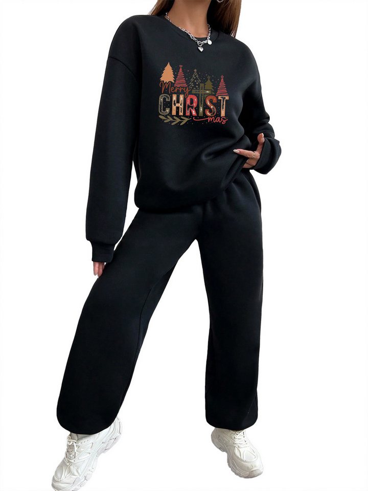 PYLIKE Jogginganzug Weihnachten Damen Freizeitanzug bequemes Sweater&Sweatpants (Set, Sweatshirt & Jogginghose), Für Weihnachten Lounge, Sport & Alltag von PYLIKE