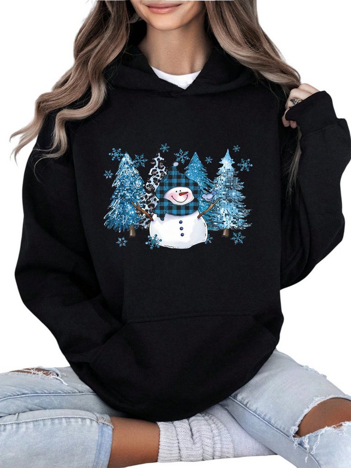 PYLIKE Kapuzenpullover Bequemer Damen Fleece Hoodie im Weitschnitt & Großtaschen Festlich Streetstyle für den Winter Weihnachten von PYLIKE