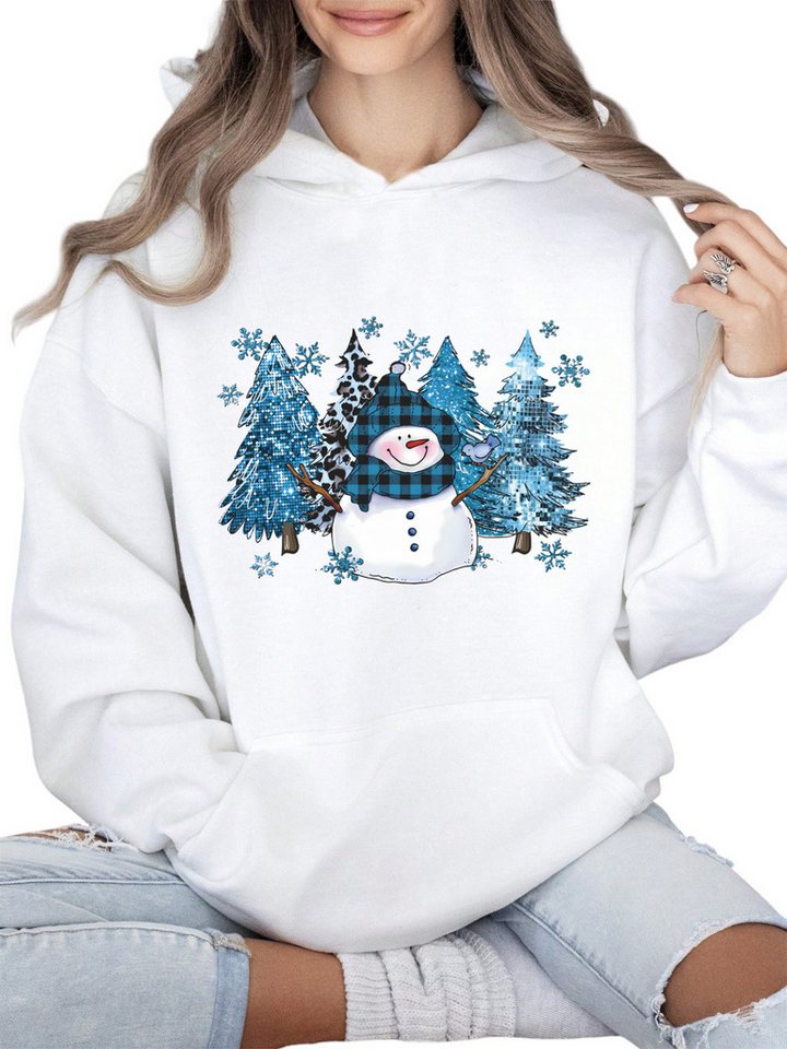 PYLIKE Kapuzenpullover Bequemer Damen Fleece Hoodie im Weitschnitt & Großtaschen Festlich Streetstyle für den Winter Weihnachten von PYLIKE