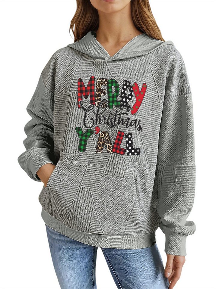 PYLIKE Kapuzenpullover Bequemer Damen Weihnachten Hoodie im Weitschnitt & Großtaschen Strukturierte Stoffe,Lässiger Streetstyle für den Weihnachten Winter von PYLIKE