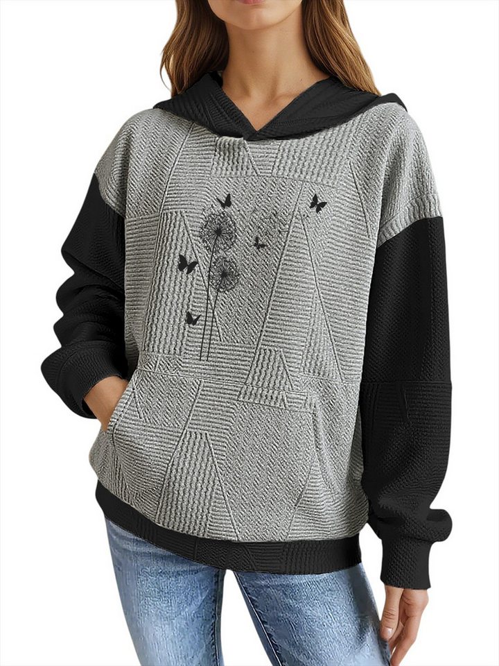 PYLIKE Kapuzenpullover Damen Casual Wintermode Hoodie mit Große Tasche und Print Strukturierte Stoffe,Lässiger Streetstyle für den Winter von PYLIKE