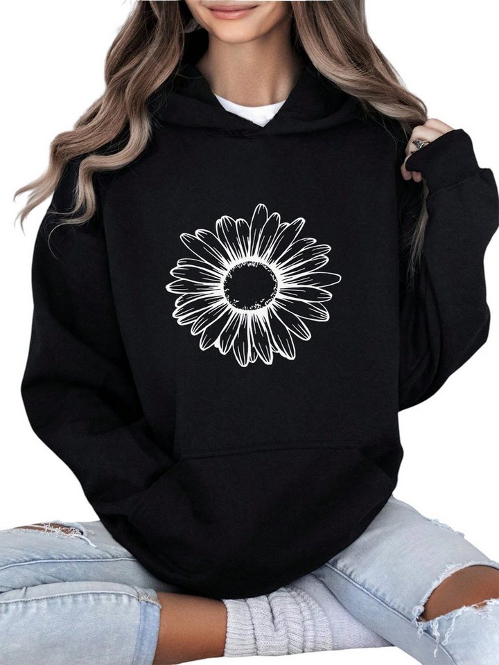 PYLIKE Kapuzenpullover Damen Fleece Kapuzenpullover mit Print Wärmend mit Großtasche Perfekt für Alltag & Freizeit von PYLIKE