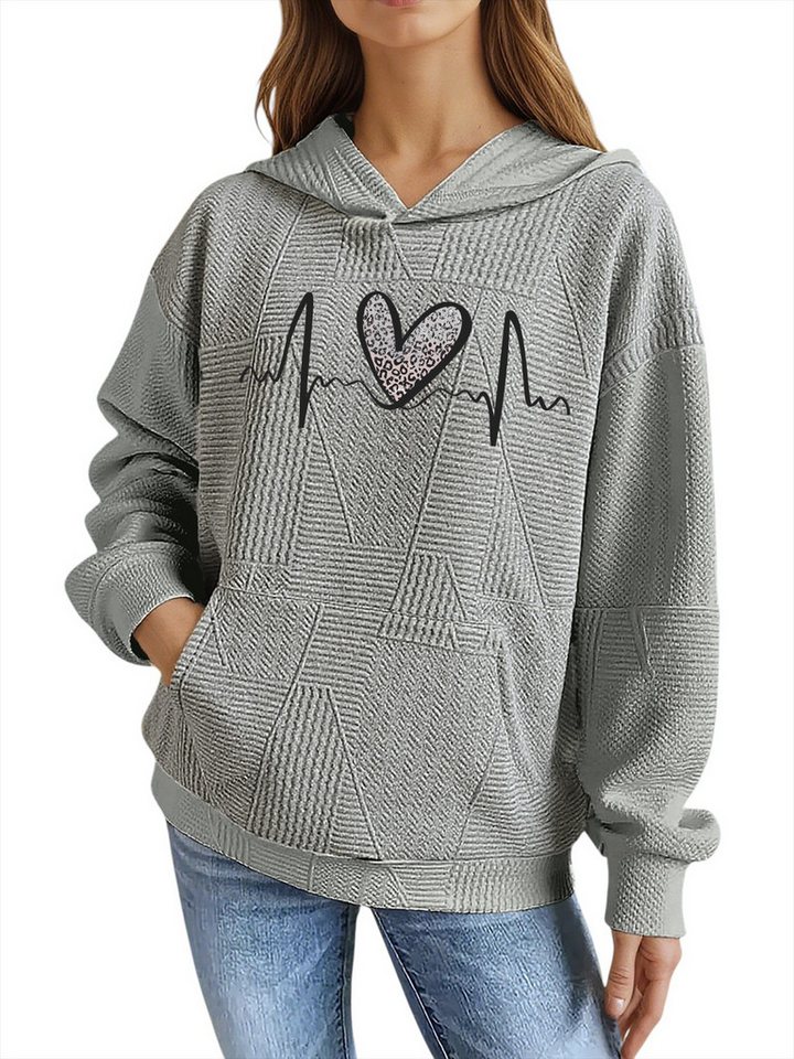 PYLIKE Kapuzenpullover Damen Langarm Kapuzenpullover mit großer Tasche,animal Print Strukturierte Stoffe,Lässiger Streetstyle für den Winter PYLIKE Kapuzenpullover Damen Langarm Kapuzenpullover mit großer Tasche,animal Print Strukturierte Stoffe,Lässiger Streetstyle für den Winter von PYLIKE