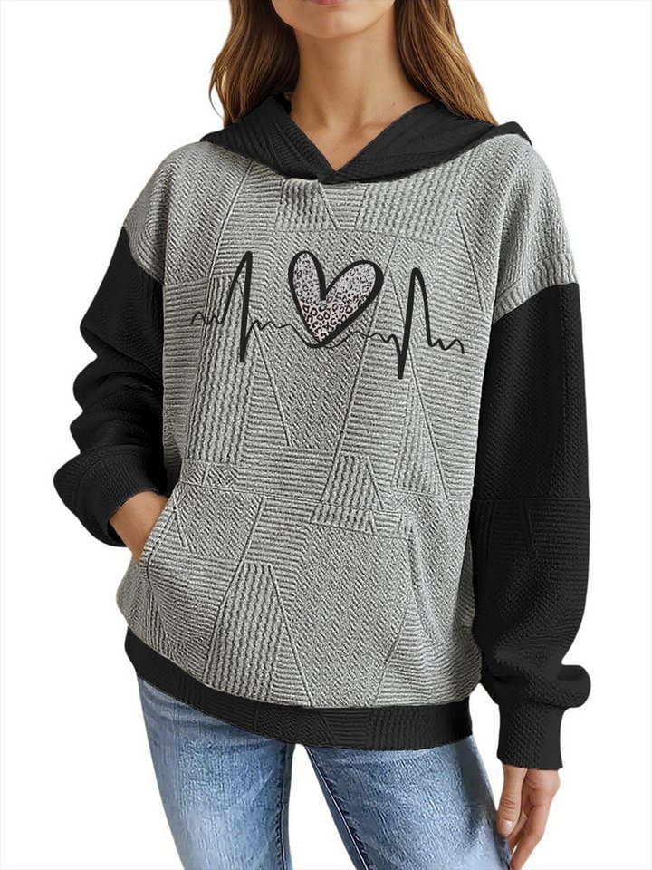 PYLIKE Kapuzenpullover Damen Langarm Kapuzenpullover mit großer Tasche,animal Print Strukturierte Stoffe,Lässiger Streetstyle für den Winter PYLIKE Kapuzenpullover Damen Langarm Kapuzenpullover mit großer Tasche,animal Print Strukturierte Stoffe,Lässiger Streetstyle für den Winter von PYLIKE