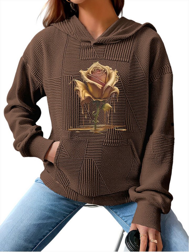 PYLIKE Kapuzenpullover Damen Print Hoodie mit großer Tasche und Farbblock-Spleißen Lässiger Streetstyle für den Winter von PYLIKE