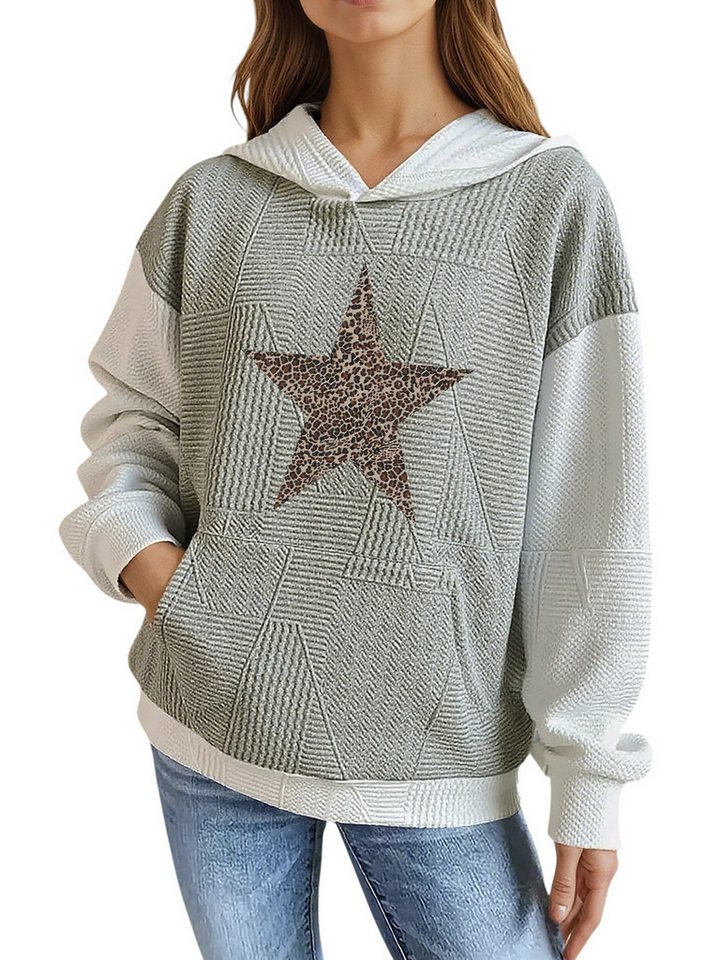 PYLIKE Kapuzenpullover Damen Winterhoodie casual mit Print und großer Tasche Perfekt für Alltag & Freizeit von PYLIKE