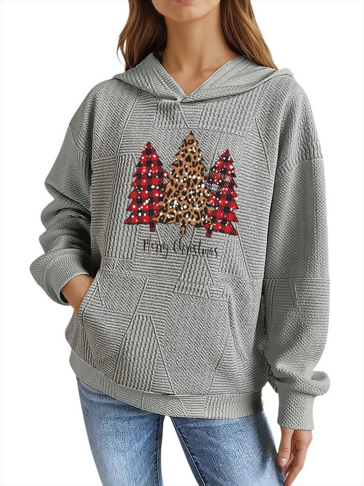 PYLIKE Kapuzenpullover Hoodie für Damen mit Farbblock-Weihnachten Druck & Großtaschen Strukturierte Stoffe,Lässiger Streetstyle für den Weihnachten von PYLIKE