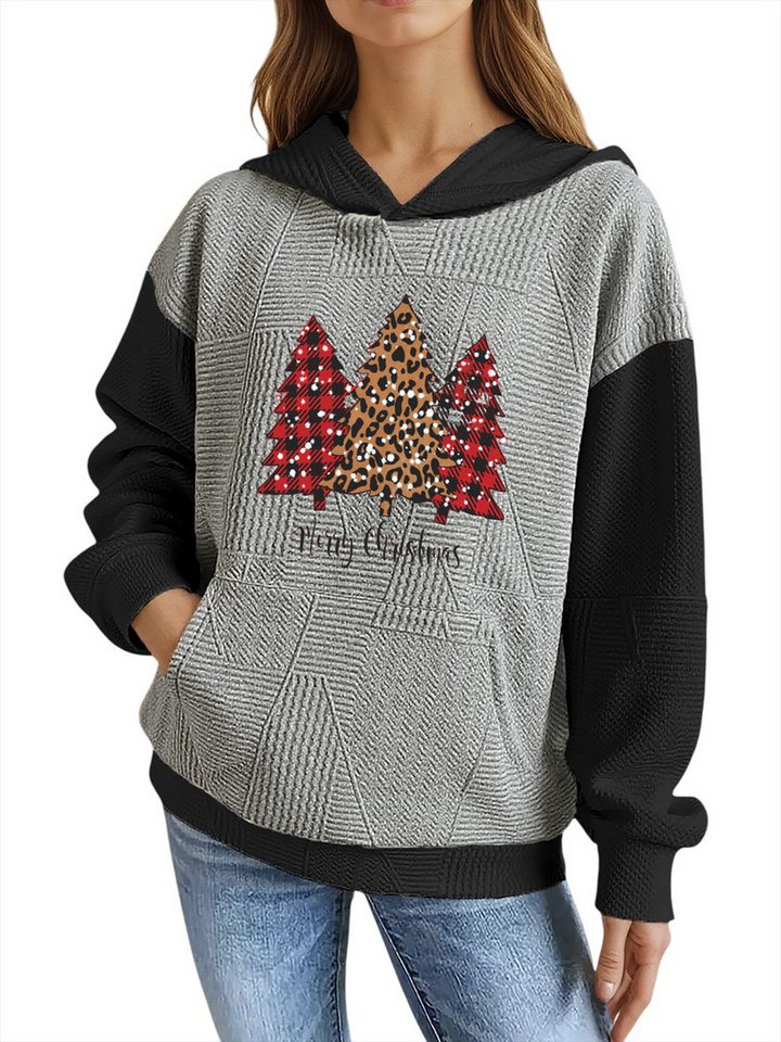 PYLIKE Kapuzenpullover Hoodie für Damen mit Farbblock-Weihnachten Druck & Großtaschen Strukturierte Stoffe,Lässiger Streetstyle für den Weihnachten PYLIKE Kapuzenpullover Hoodie für Damen mit Farbblock-Weihnachten Druck & Großtaschen Strukturierte Stoffe,Lässiger Streetstyle für den Weihnachten von PYLIKE