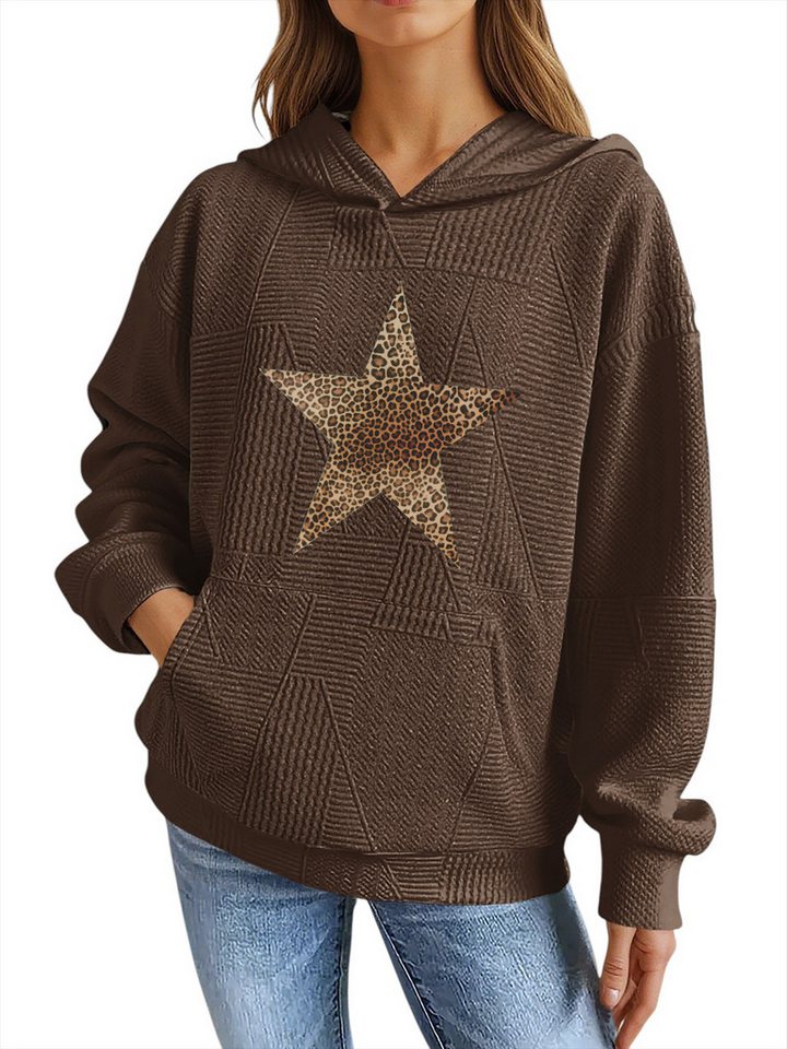PYLIKE Kapuzenpullover Weicher Winter-Hoodie für Damen mit Großtaschen und Animal Print Strukturierte Stoffe,Lässiger Streetstyle für den Winter PYLIKE Kapuzenpullover Weicher Winter-Hoodie für Damen mit Großtaschen und Animal Print Strukturierte Stoffe,Lässiger Streetstyle für den Winter von PYLIKE
