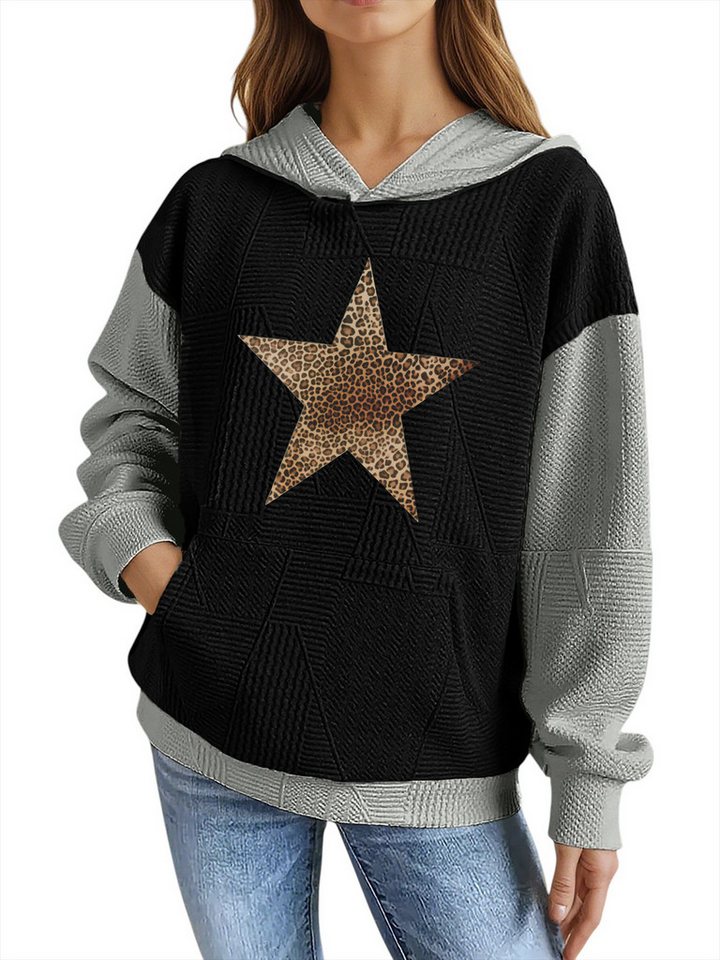 PYLIKE Kapuzenpullover Weicher Winter-Hoodie für Damen mit Großtaschen und Animal Print Strukturierte Stoffe,Lässiger Streetstyle für den Winter PYLIKE Kapuzenpullover Weicher Winter-Hoodie für Damen mit Großtaschen und Animal Print Strukturierte Stoffe,Lässiger Streetstyle für den Winter von PYLIKE