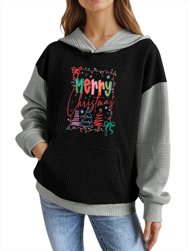 PYLIKE Kapuzenpullover Weicher Winter Weihnachten-Hoodie für Damen mit Großtaschen Strukturierte Stoffe,Lässiger Streetstyle für den Winter von PYLIKE