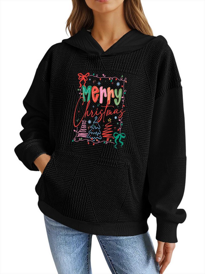 PYLIKE Kapuzenpullover Weicher Winter Weihnachten-Hoodie für Damen mit Großtaschen Strukturierte Stoffe,Lässiger Streetstyle für den Winter von PYLIKE