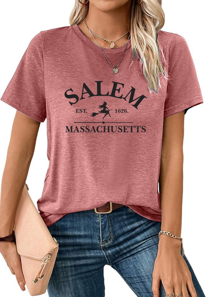 PYLIKE Kurzarmbluse Bequemes Shirt Damen Kurzarm Halloween mit ausgefallene Print Halloween Special Feiertag tragen PYLIKE Kurzarmbluse Bequemes Shirt Damen Kurzarm Halloween mit ausgefallene Print Halloween Special Feiertag tragen von PYLIKE