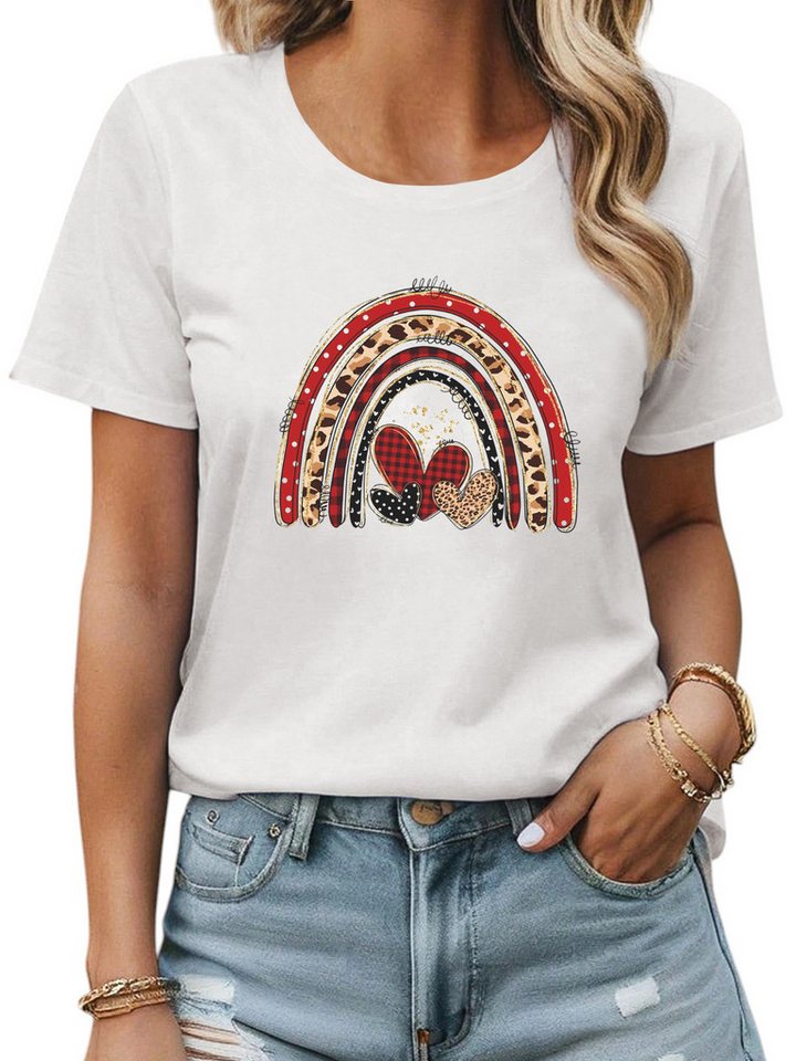 PYLIKE Kurzarmshirt Damen Bequemes Casual T shirt mit Animal Print Bequem für Freizeit und Büro,Strandurlaub von PYLIKE