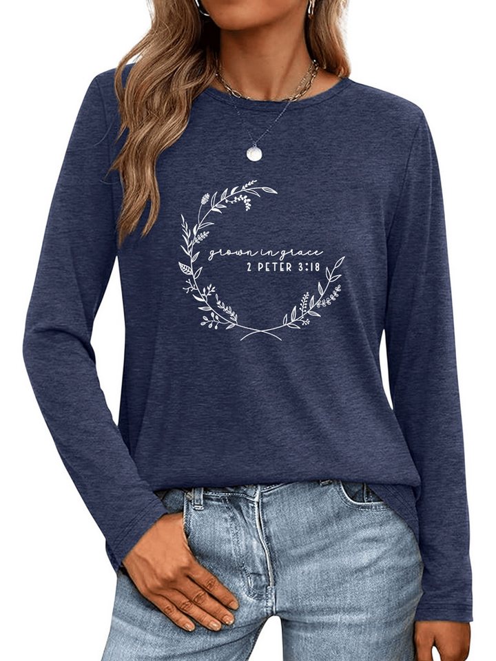 PYLIKE Langarmshirt Damen Herbst bequemes Casual Basic Rundhalsshirt mit Langarm t shirt Geeignet für den täglichen Gebrauch im Büro und zu Hause von PYLIKE