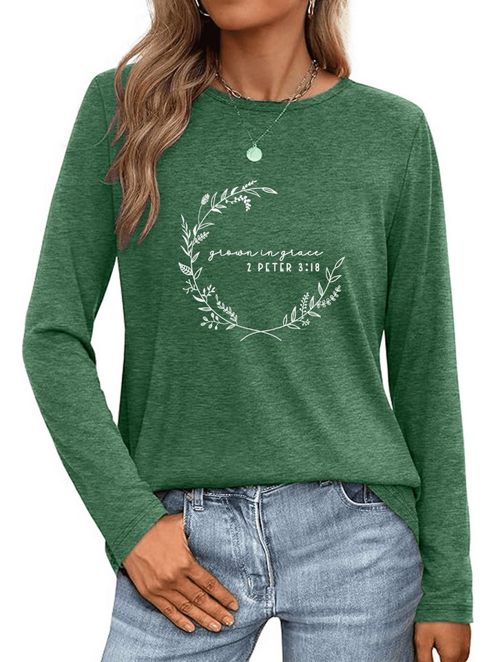 PYLIKE Langarmshirt Damen Herbst bequemes Casual Basic Rundhalsshirt mit Langarm t shirt Geeignet für den täglichen Gebrauch im Büro und zu Hause von PYLIKE