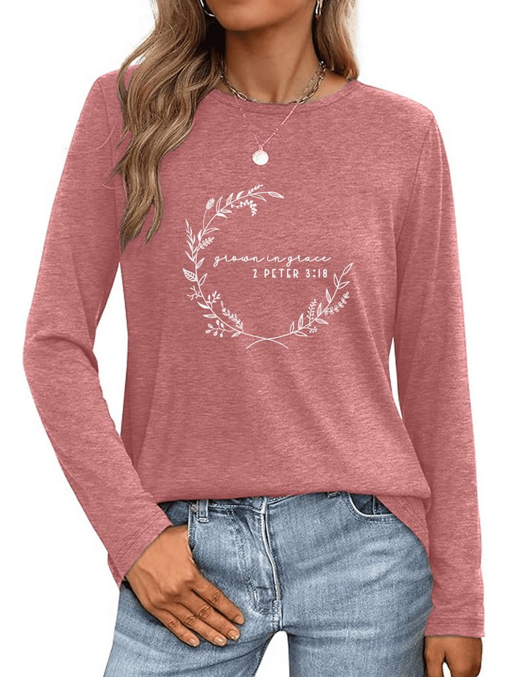 PYLIKE Langarmshirt Damen Herbst bequemes Casual Basic Rundhalsshirt mit Langarm t shirt Geeignet für den täglichen Gebrauch im Büro und zu Hause von PYLIKE