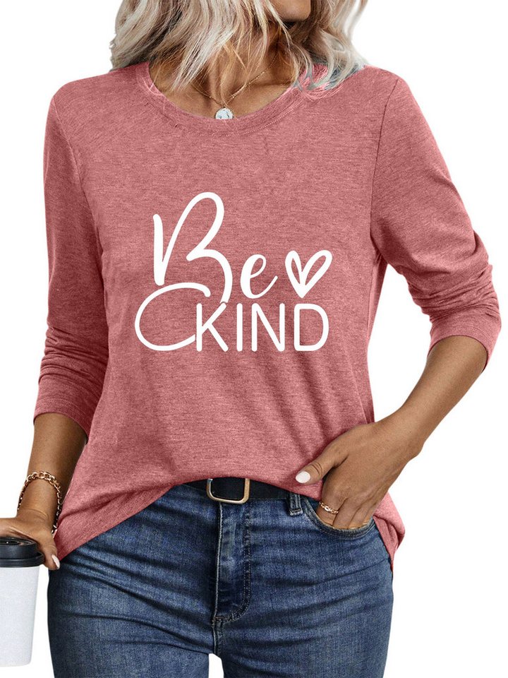 PYLIKE Langarmshirt Damen Rundhalsausschnitt Longsleeve mit Brief Print-Shirt Geeignet für den täglichen Gebrauch im Büro und zu Hause von PYLIKE