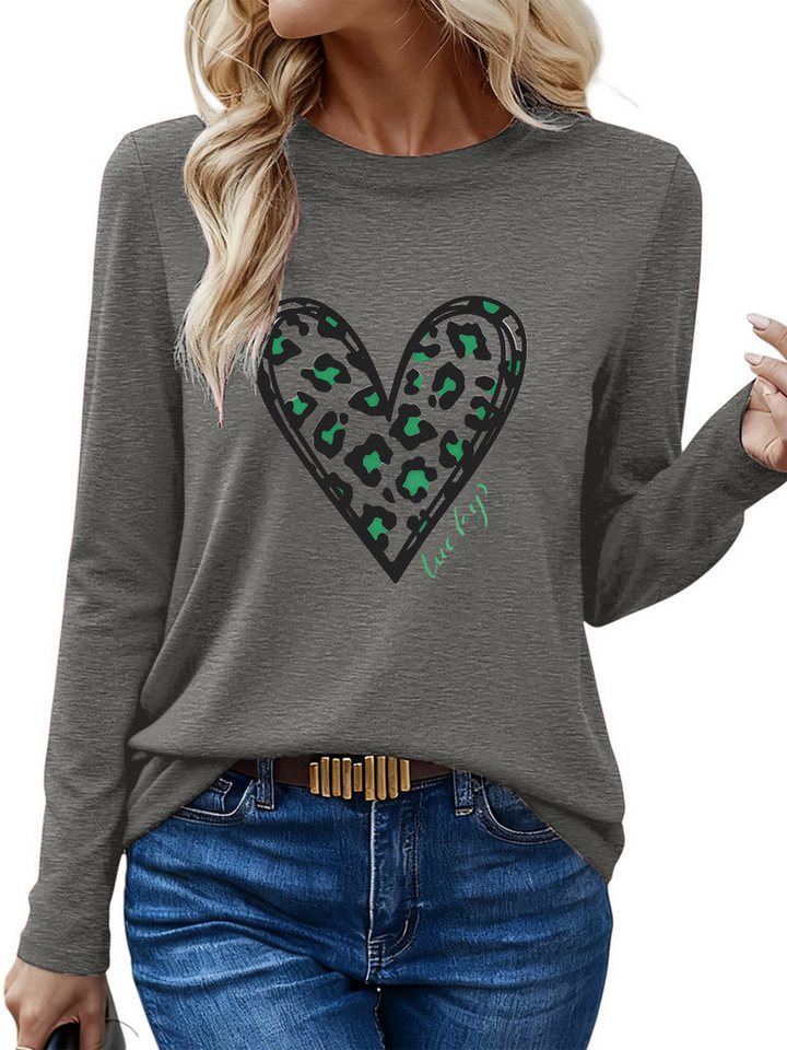 PYLIKE Langarmshirt Shirts Damen Casual Animal Print bequemes Langarmshirt Geeignet für den täglichen Gebrauch im Büro und zu Hause von PYLIKE