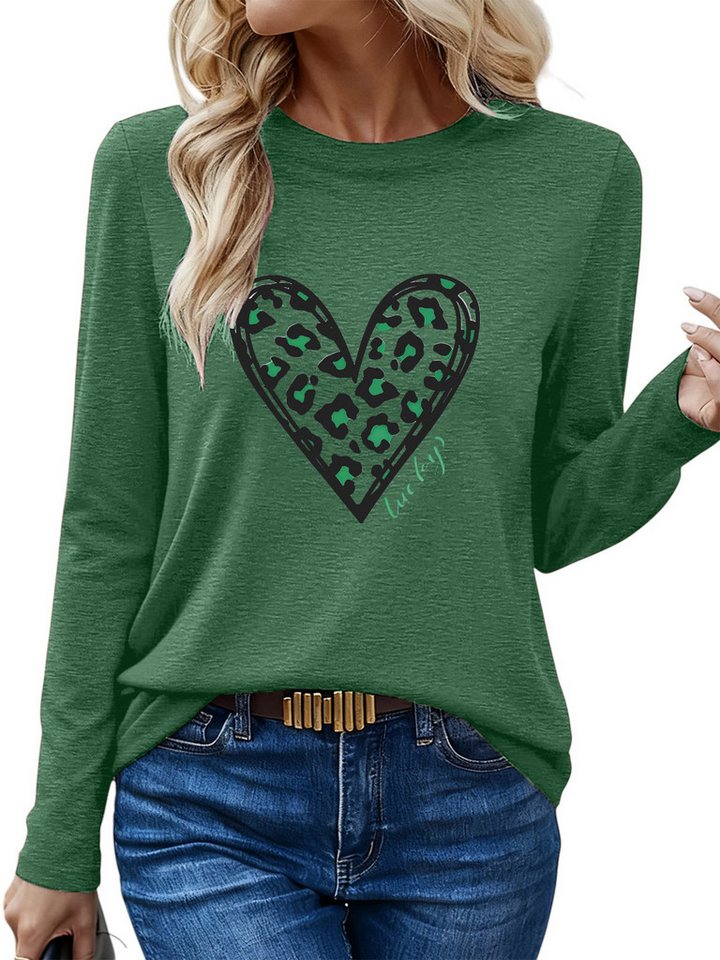 PYLIKE Langarmshirt Shirts Damen Casual Animal Print bequemes Langarmshirt Geeignet für den täglichen Gebrauch im Büro und zu Hause von PYLIKE