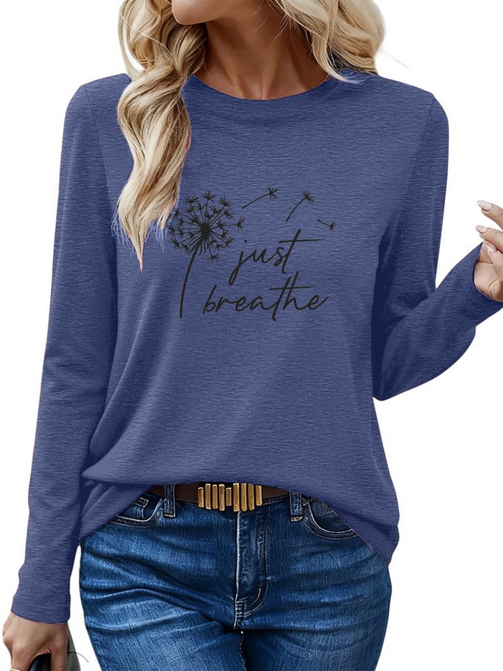 PYLIKE Longsleeve Bequemes Shirt Damen Langarm Herbst Basic-Shirt mit ausgefallene Print Geeignet für den täglichen Gebrauch im Büro und zu Hause von PYLIKE