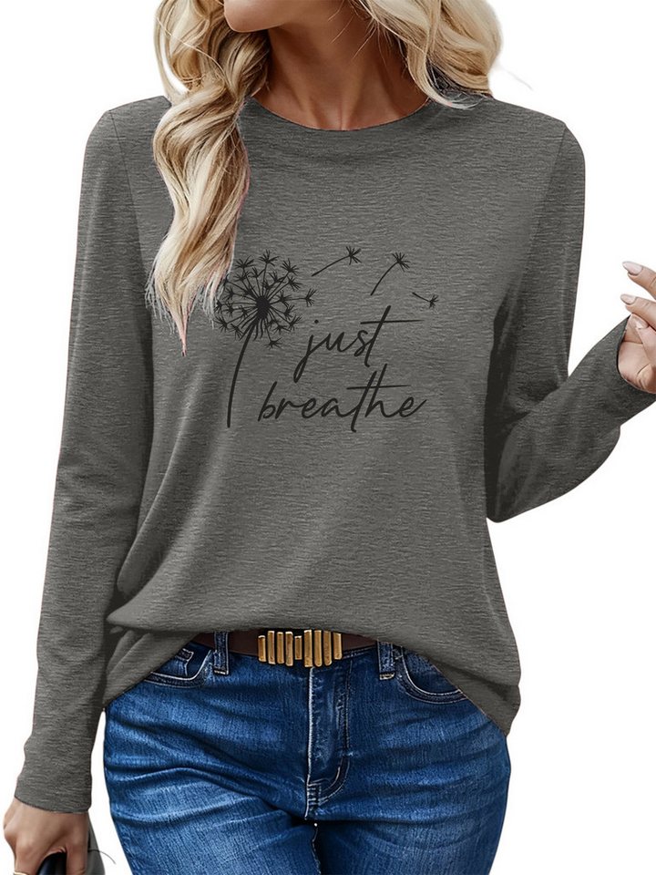 PYLIKE Longsleeve Bequemes Shirt Damen Langarm Herbst Basic-Shirt mit ausgefallene Print Geeignet für den täglichen Gebrauch im Büro und zu Hause von PYLIKE