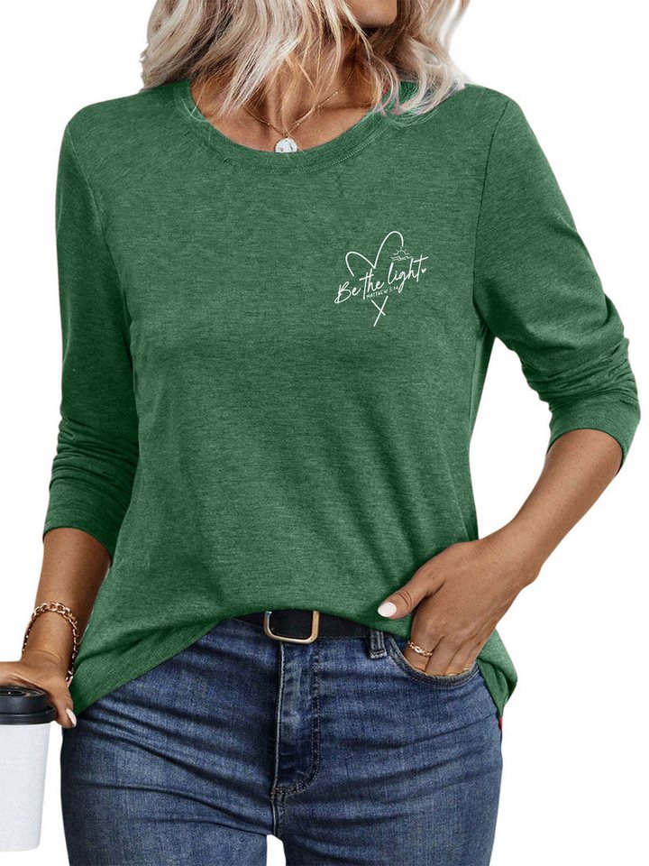 PYLIKE Longsleeve Bequemes Shirt Damen Langarm Herbst Basic-Shirt mit ausgefallene Print Geeignet für den täglichen Gebrauch im Büro und zu Hause von PYLIKE