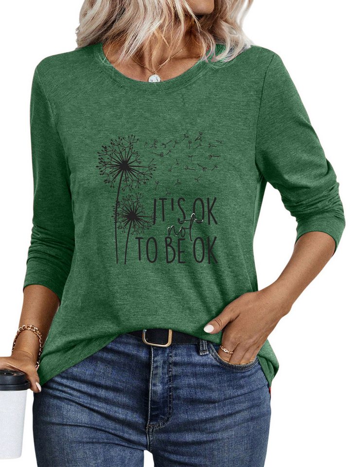 PYLIKE Longsleeve Damen Herbst bequemes Casual Basic Rundhalsshirt mit Langarm Top Geeignet für den täglichen Gebrauch im Büro und zu Hause von PYLIKE